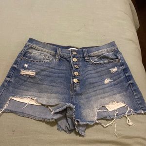 Ripped jean shorts.